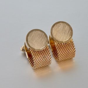 Vtg Modern Wrap Around Brushed Gold Tone Cufflinks